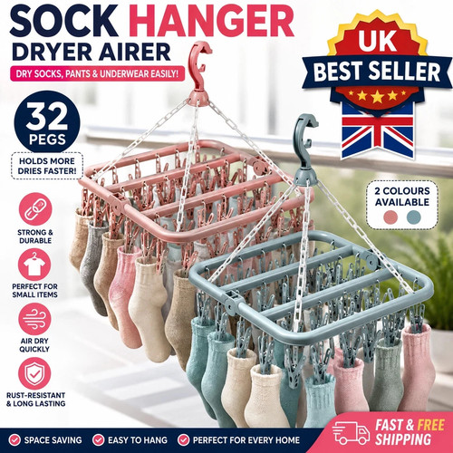 Clip folding sock hanger - clip,
